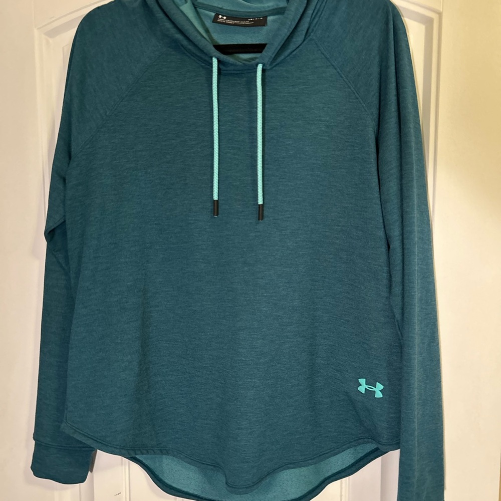 Under Armour Featherweight Fleece Aqua Green Oversize Hoodie Women’s Size Large